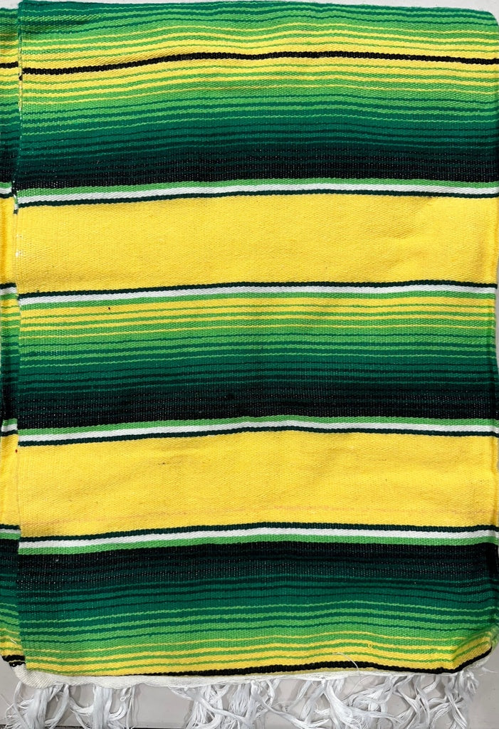 Large Two Color Sarape/Saltillo Blanket - Yellow/Green