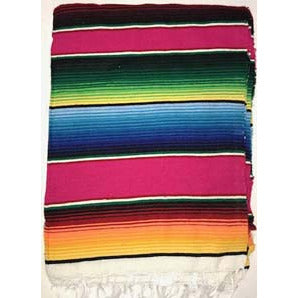 Large Sarape/Saltillo Mexican Blanket - Hot Pink