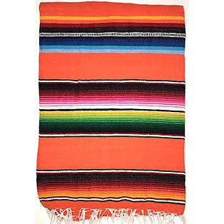 Large Sarape/Saltillo Mexican Blanket - Orange