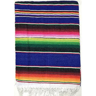 Large Sarape/Saltillo Mexican Blanket - Royal Blue