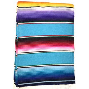 Large Sarape/Saltillo Mexican Blanket - Turquoise