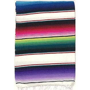 Large Sarape/Saltillo Mexican Blanket - White