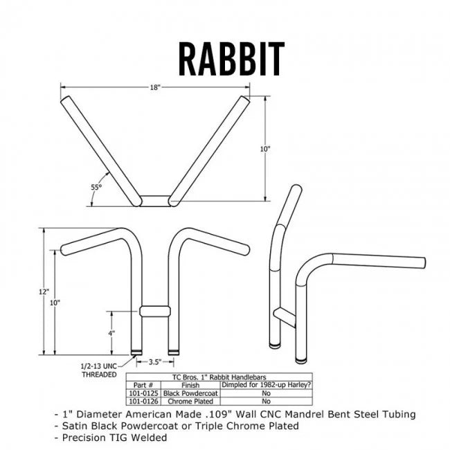 TC Bros 1" Rabbit Ears Handlebars