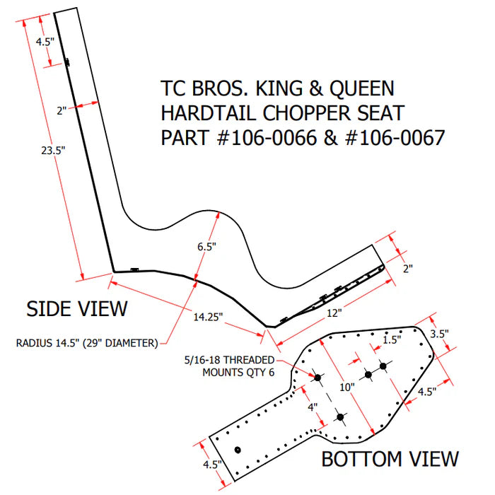 TC Bros. King & Queen Hardtail Seat - Diamond