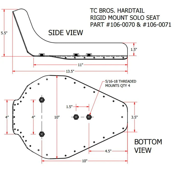 TC Bros. Hardtail Rigid Mount Solo Seat Black - Diamond