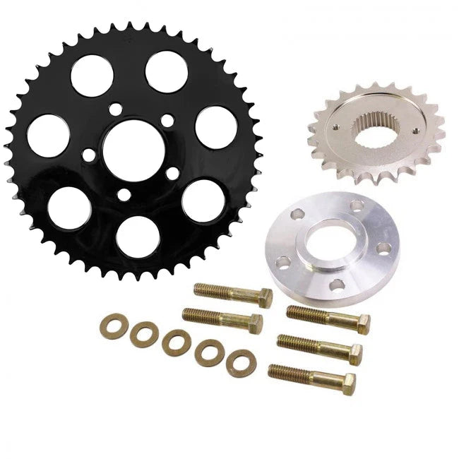 TC Bros Belt to Chain Conversion kit fits 2004-up XL Sportster Models (Black Sprocket)