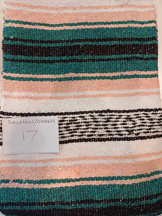 Falsa Mexican Blanket 73" x 48" Salmon/Green