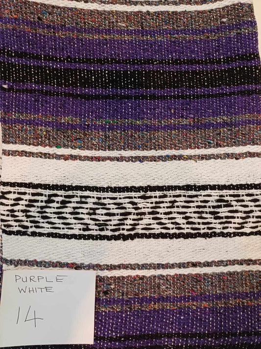 Falsa Mexican Blanket 73" x 48" Purple/White
