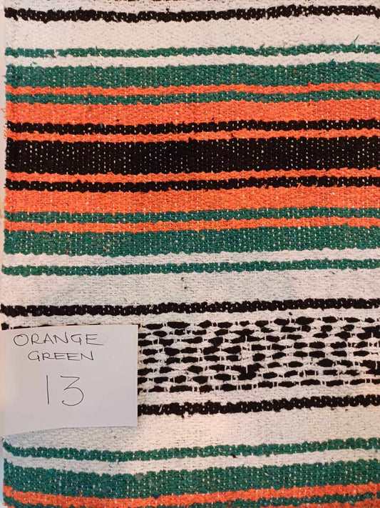 Falsa Mexican Blanket 73" x 48" Orange/ Green