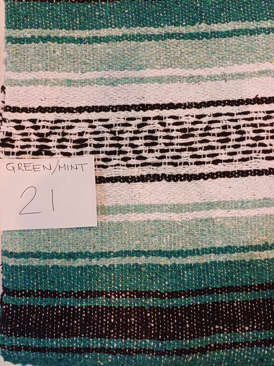 Falsa Mexican Blanket 73" x 48" Mint/Green