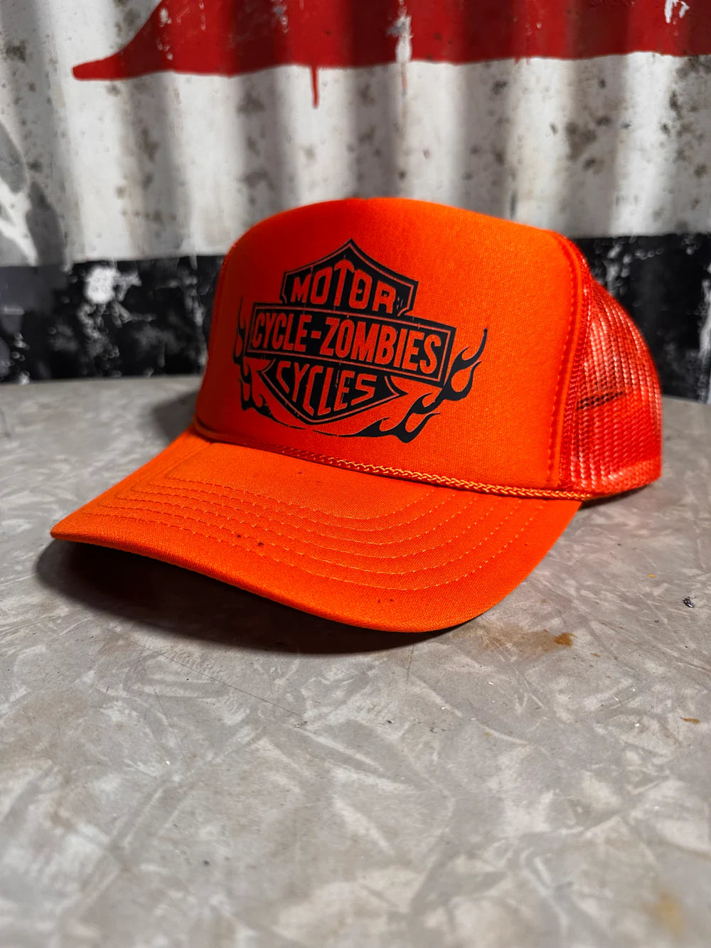 Cycle Zombies Burned Up Trucker Hat - Orange