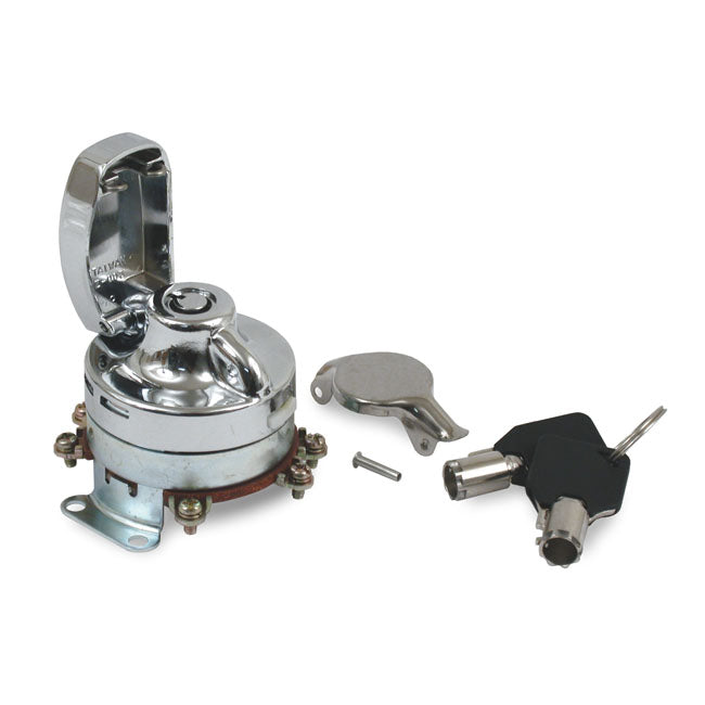 FL Style Ignition Switch, 'Electronic'. Round Key, Chrome