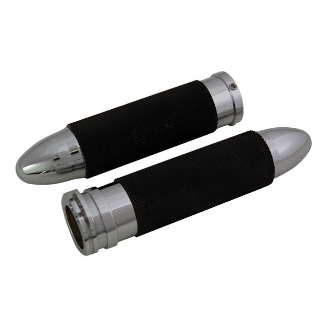 Handlebar Grip Set, Bullet. Chrome