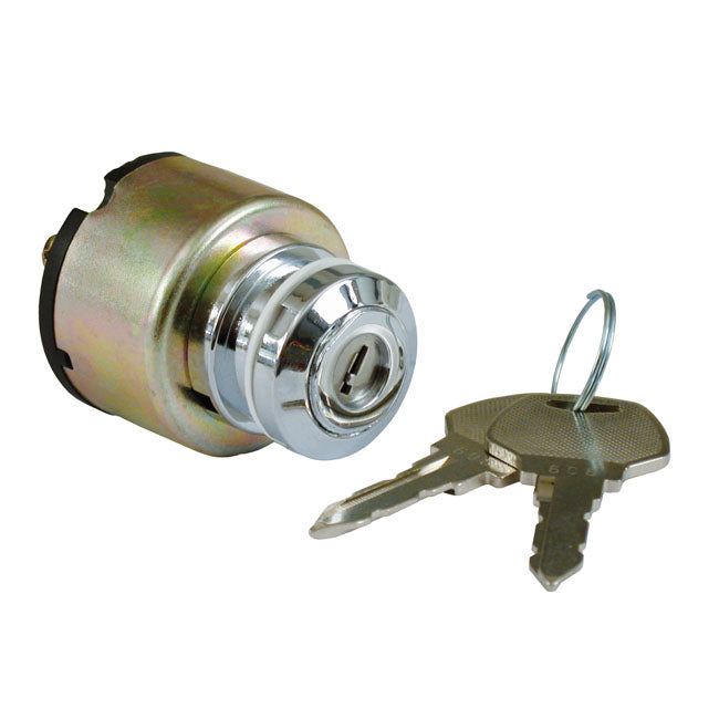 FX Style Ignition Switch 'Thick', Flat Key. Chrome