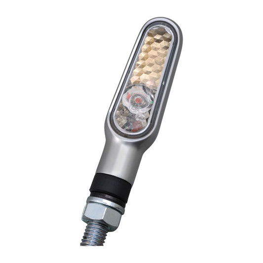 Daytona,D-Light Mini LED Turn Signal Set. Silver, Clear Lens