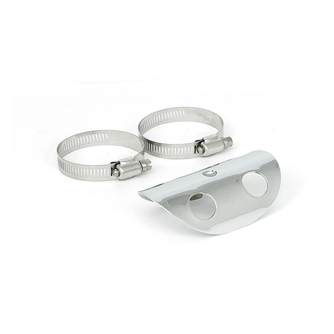 Universal Bullet Hole Heat Shield 4" Long Chrome