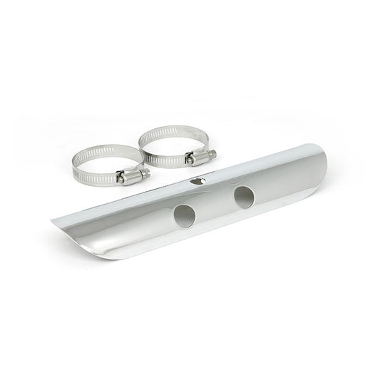 Universal Bullet Hole Heat Shield 10" Long Chrome
