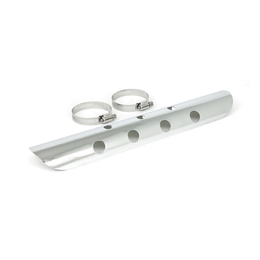 Universal Bullet Hole Heat Shield 14" Long Chrome