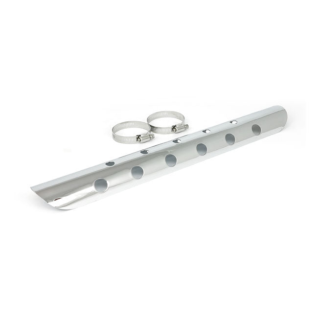 Universal Bullet Hole Heat Shield 18" Long Chrome