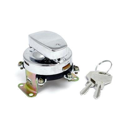 FL Style Ignition Switch. 5-pole, Flat Key, Chrome