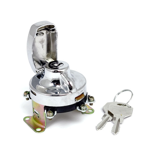 FL Style Ignition Switch. 5-pole, Flat Key, Chrome