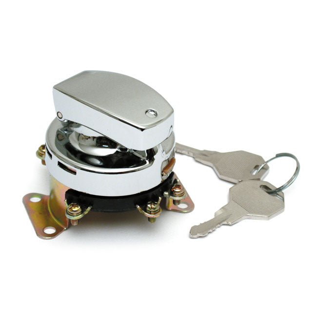 FL Style Ignition Switch. 6-pole, Flat Key, Chrome