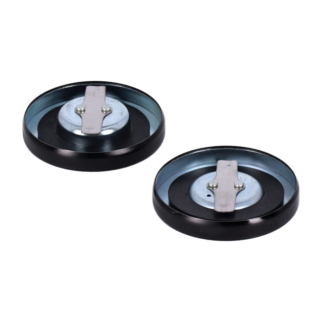 Gas Cap Set, Late Style. Gloss Black