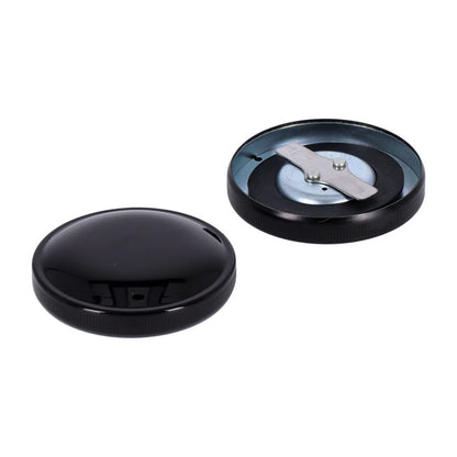 Gas Cap Set, Late Style. Gloss Black