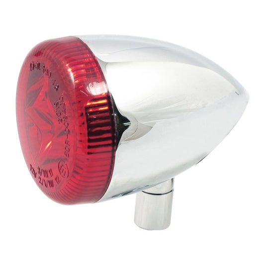 3-1 LED Bullet Taillight / Turn Signal Combo. Chrome. Red