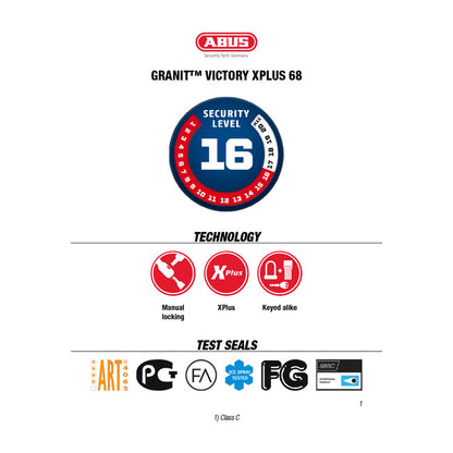 Abus, Granit Victory X-Plus 68 Brake Disc Lock. Yellow
