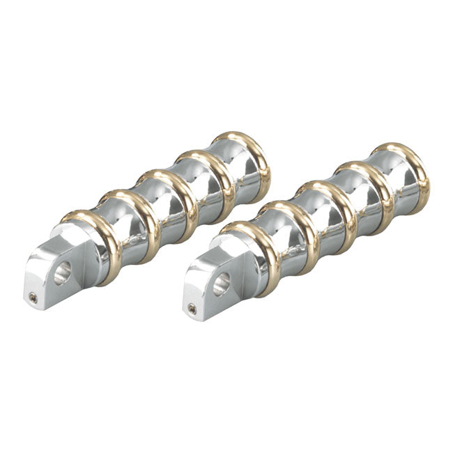 Kustom Tech Vintage rider foot pegs. Polished & Brass - Kustom Tech motorcycle part