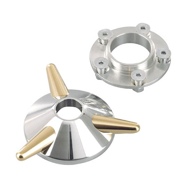 Kustom Tech spinner wheel hub cover. aluminium & brass - Kustom Tech motorcycle part
