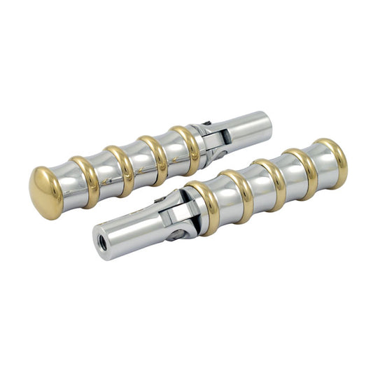 Kustom Tech Vintage folding foot pegs. Polished & Brass - Kustom Tech motorcycle part