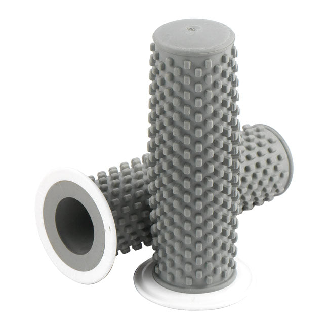 Kustom Tech Kustom rubber grips. Gray with white flange - Kustom Tech motorcycle part
