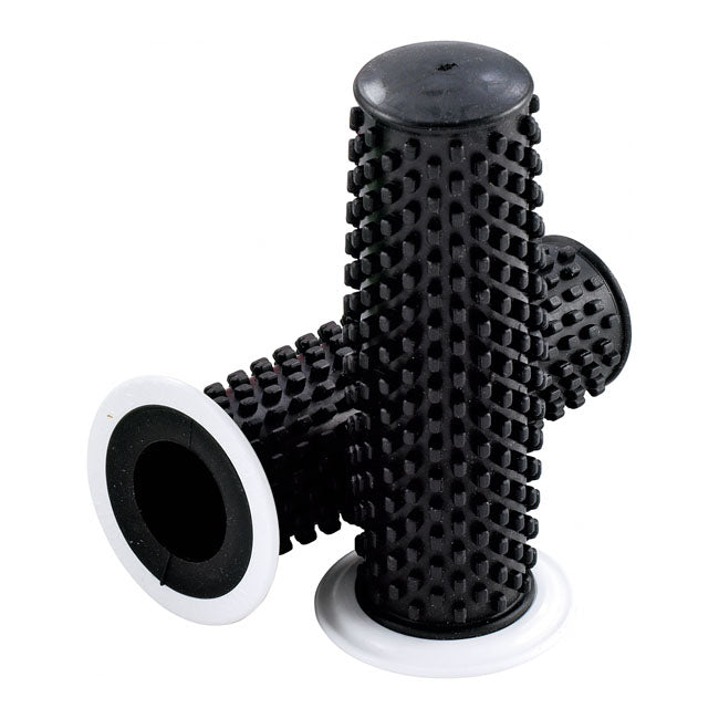 Kustom Tech Kustom rubber grips. Black with white flange - Kustom Tech motorcycle part