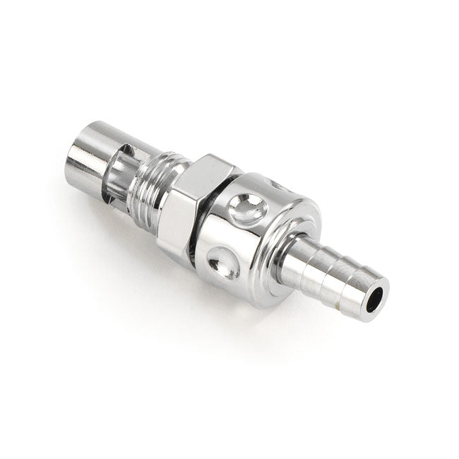 Kustom Tech in-line fuel valve for S&S B carb. Chrome - Kustom Tech motorcycle part