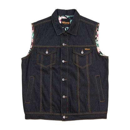 Roeg Kale Wax Denim Vest-Sticky Blue