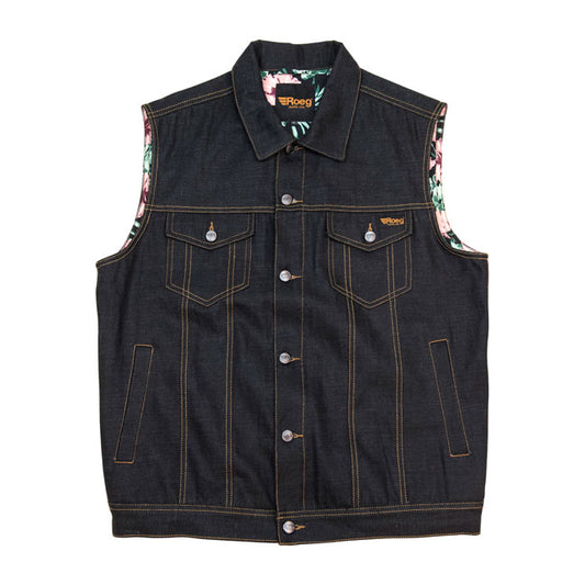 Roeg Kale Wax Denim Vest-Sticky Blue