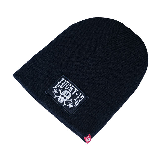 Lucky 13 Skull Stars Patch Beanie - Black - image 1