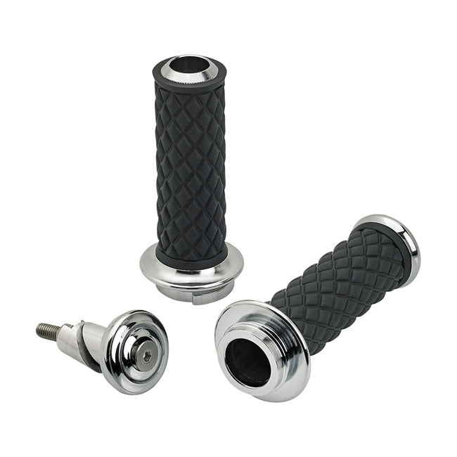 Biltwell Alumicore grips. Chrome from Biltwell at Pedro’s Parts