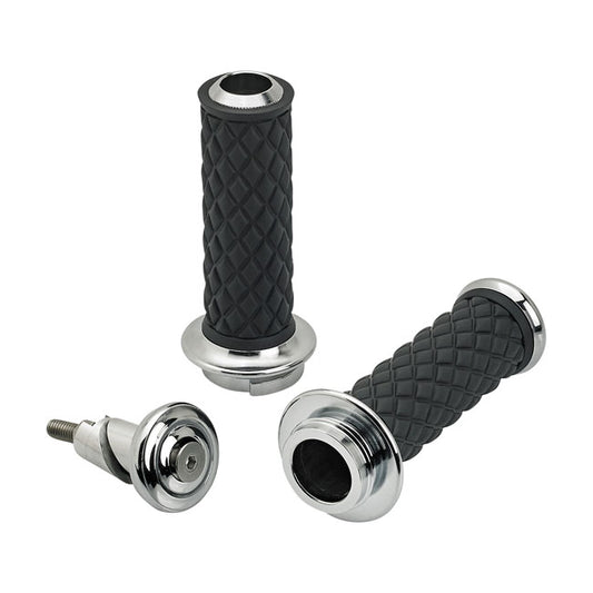 Biltwell Alumicore grips. Chrome from Biltwell at Pedro’s Parts