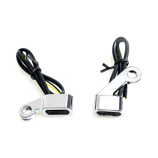 Fastline, Below Bar LED Turn Signal Set. Chrome, Smoke Lens