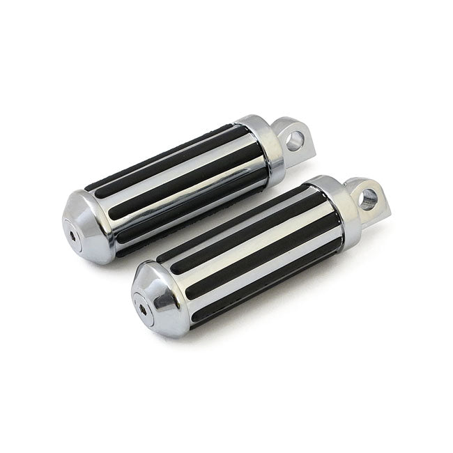 Rail Foot Pegs Small Diameter. Chrome W/rubber Inlays
