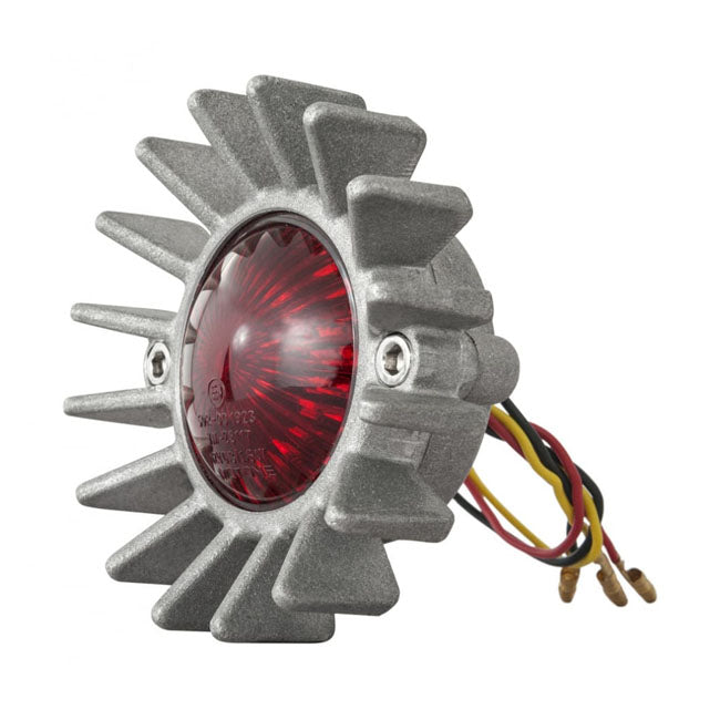Motone, Big Fin LED Taillight. Shot Blast, No Bracket. ECE