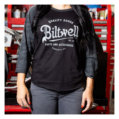 Biltwell Script baseball female shirt from Biltwell at Pedro’s Parts