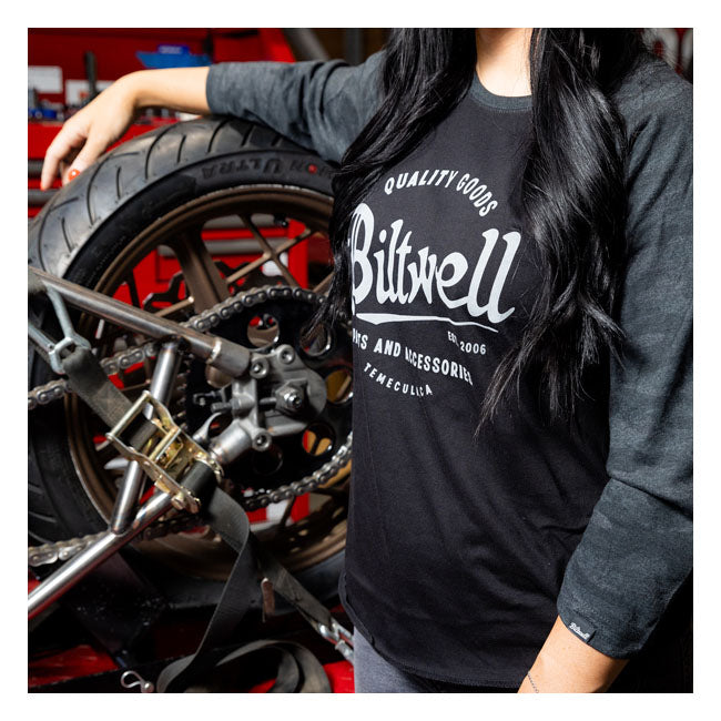 Biltwell Script baseball female shirt from Biltwell at Pedro’s Parts