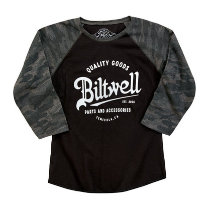 Biltwell Script baseball female shirt from Biltwell at Pedro’s Parts