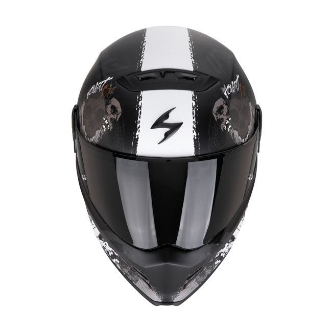 Scorpion Covert FX Helmet Skullzvtt Black-Grey-Gold - motorcycle helmets at Pedro's Parts