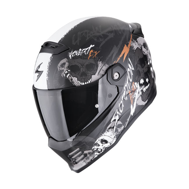 Scorpion Covert FX Helmet Skullzvtt Black-Grey-Gold - motorcycle helmets at Pedro's Parts