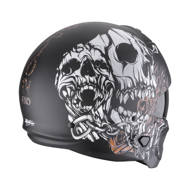 Scorpion EXO-Combat II Genesis Matte Black-White-Gold Helmet - motorcycle helmets at Pedro's Parts